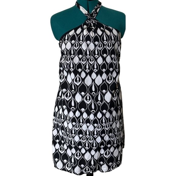 Old Navy Sundress w/Tie Neck Geometric Pattern Cotton Blend Junior's Size M - Picture 1 of 13